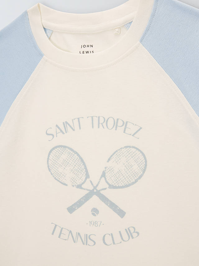 John Lewis Kids' Saint Tropez Tennis Graphic T-Shirt, Snow White/Egret