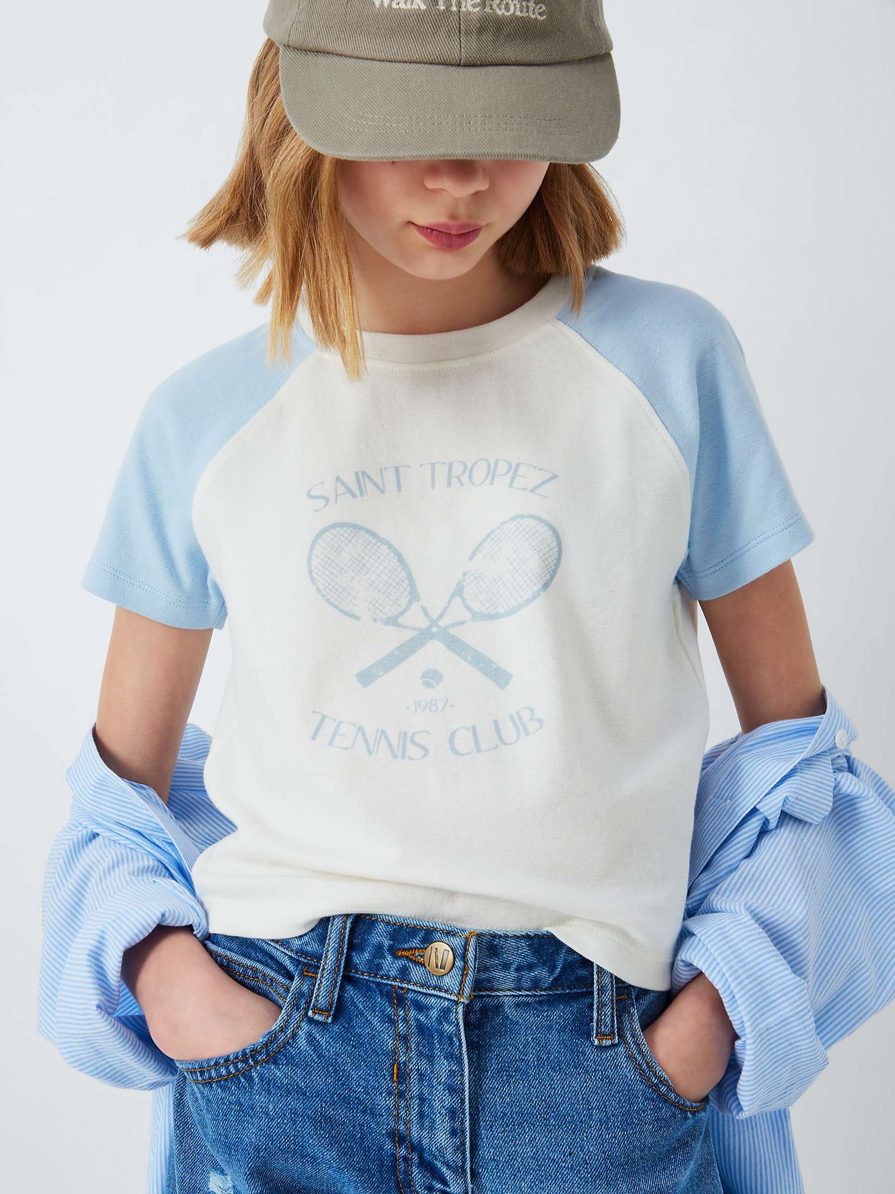 Buy John Lewis Kids' Saint Tropez Tennis Graphic T-Shirt, Snow White/Egret Online at johnlewis.com