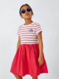 John Lewis Kids' Half Stripe Dress, Red/White