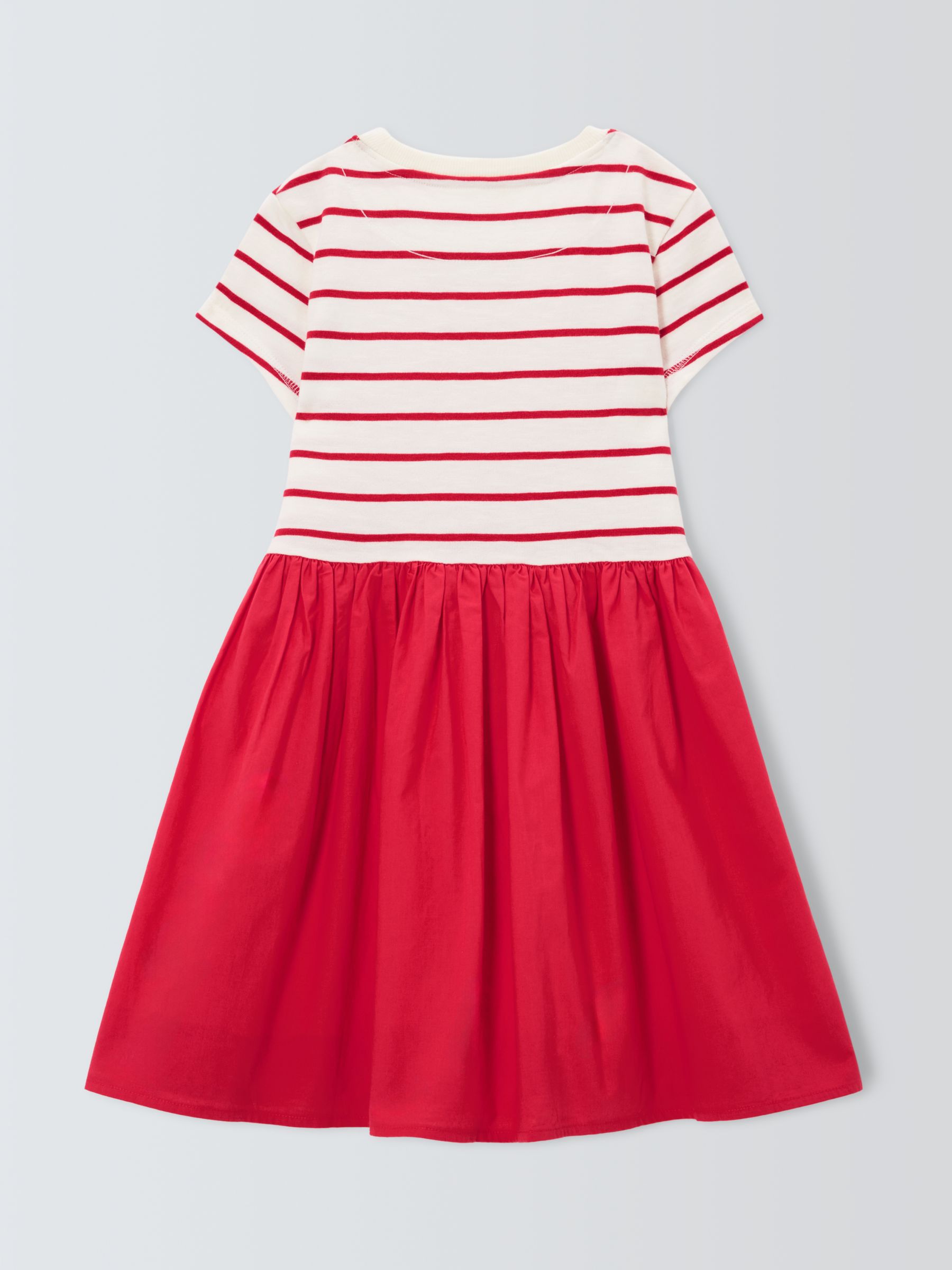 John Lewis Kids' Half Stripe Dress, Red/White, 10 years