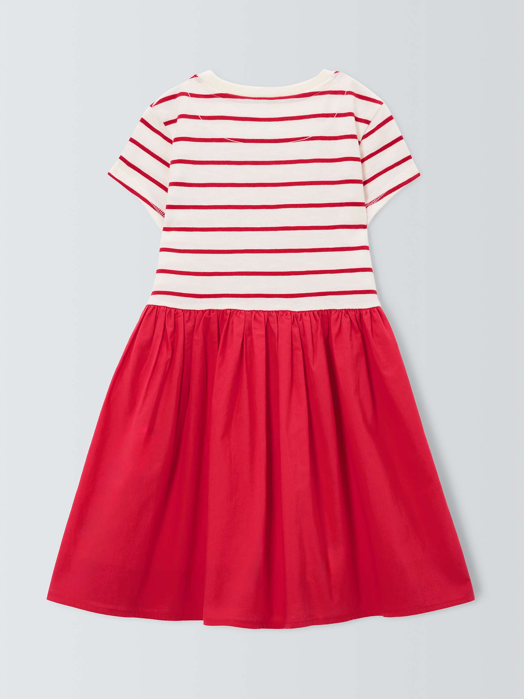 Buy John Lewis Kids' Half Stripe Dress, Red/White Online at johnlewis.com