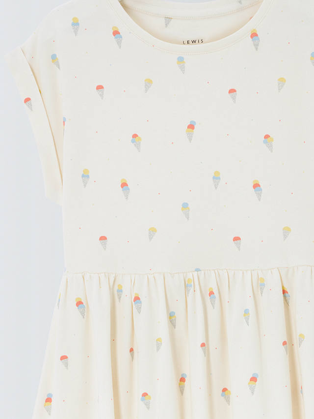 John Lewis Kids' Ice Cream Print Dress, Gardenia