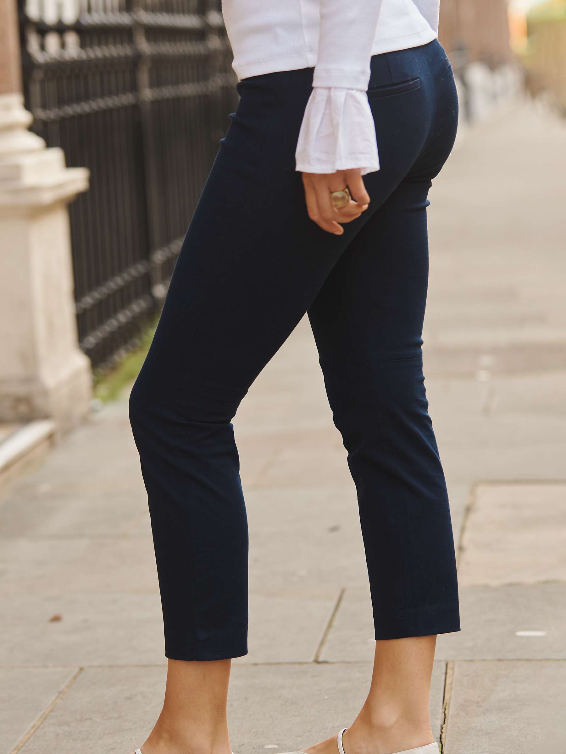 Buy NRBY Frenchie Cotton Blend Stretch Trousers, Navy Online at johnlewis.com