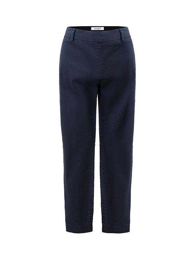 NRBY Frenchie Cotton Blend Stretch Trousers, Navy