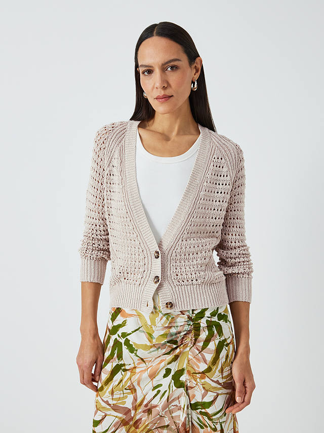 John Lewis Cotton Linen Cardigan, Natural