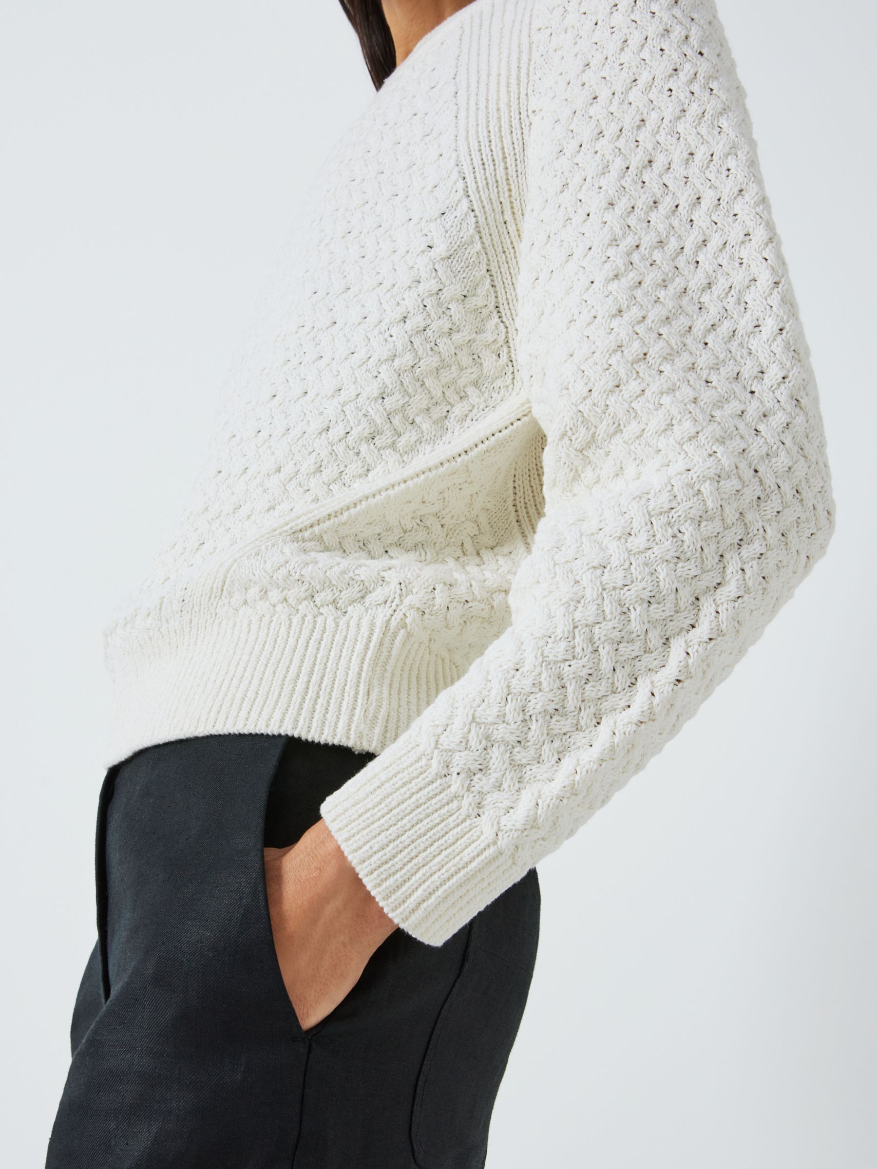 John Lewis Basket Weave Sweater, Ecru, XS