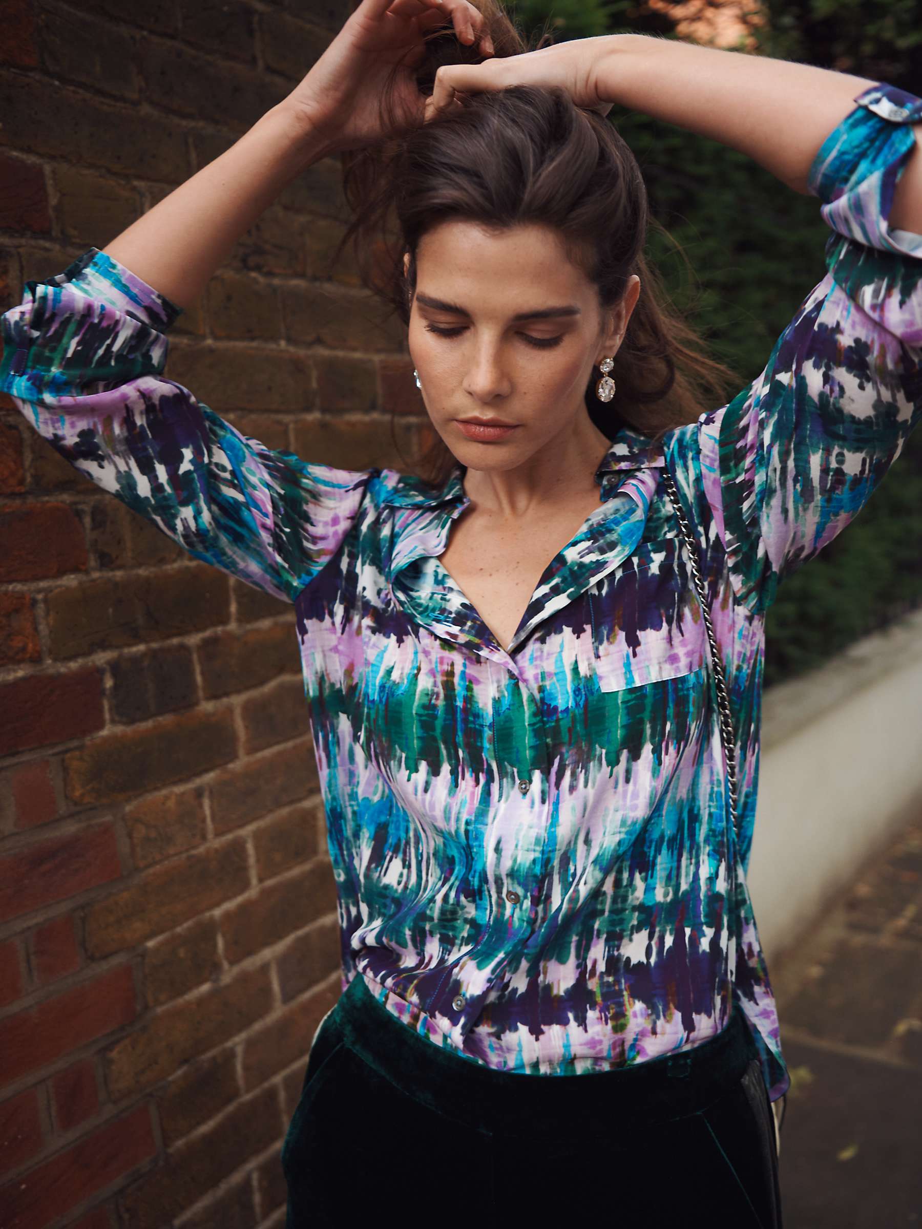 Buy NRBY Chiara Tie Dye Silk Shirt, Multi Online at johnlewis.com
