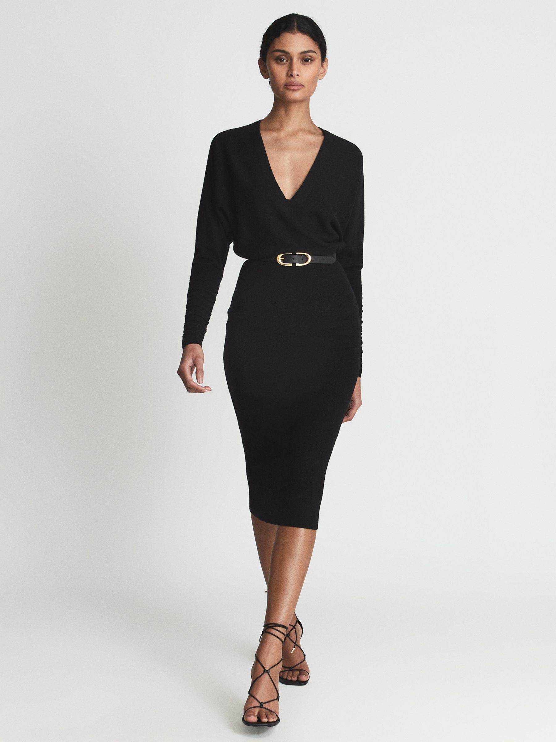 Buy Reiss Petite Jenna Cashmere Blend Jumper Dress, Black Online at johnlewis.com