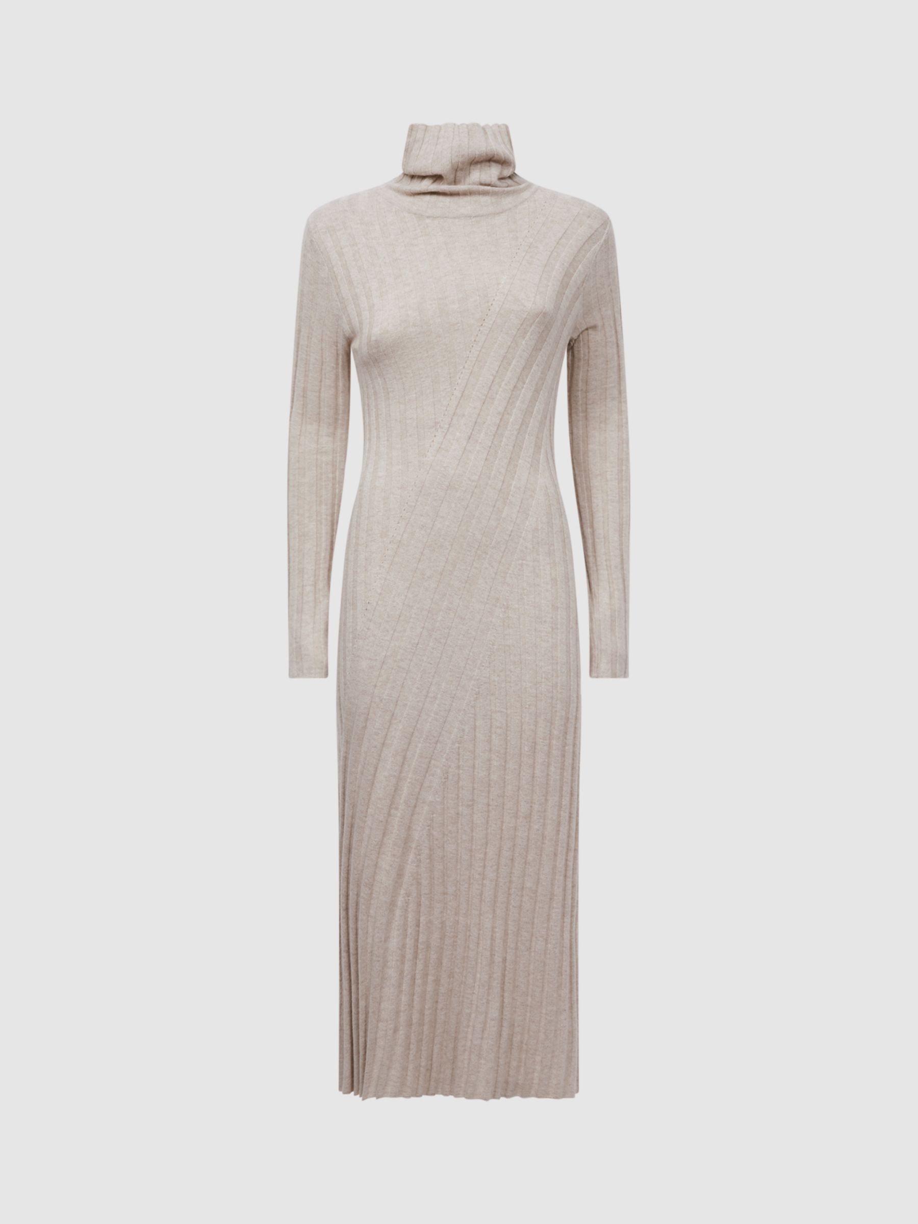 Reiss Petite Cady Wool Blend Midi Jumper Dress, Stone, XS