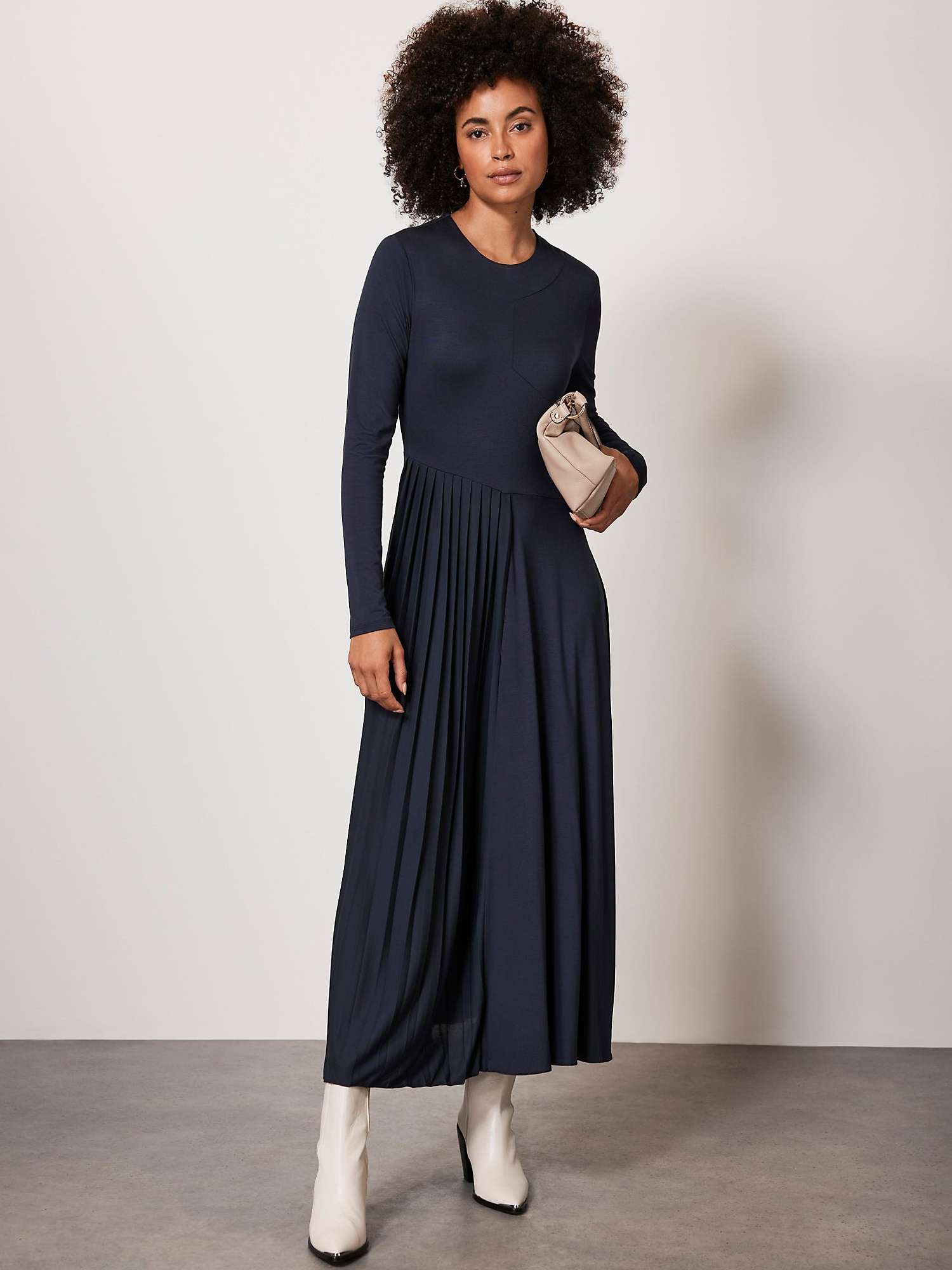 Buy Mint Velvet Jersey Midi Dress, Dark Blue Online at johnlewis.com
