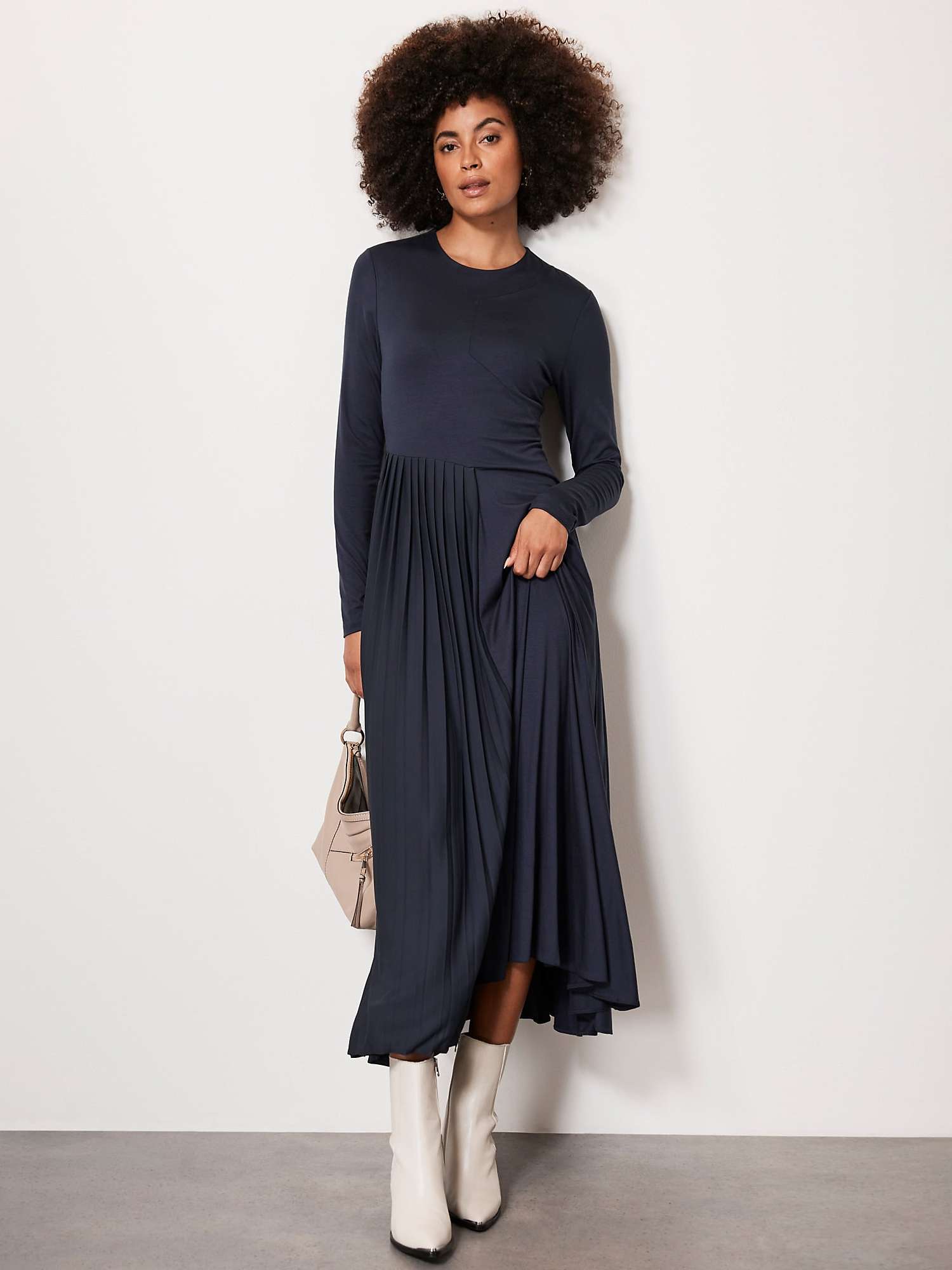 Buy Mint Velvet Jersey Midi Dress, Dark Blue Online at johnlewis.com
