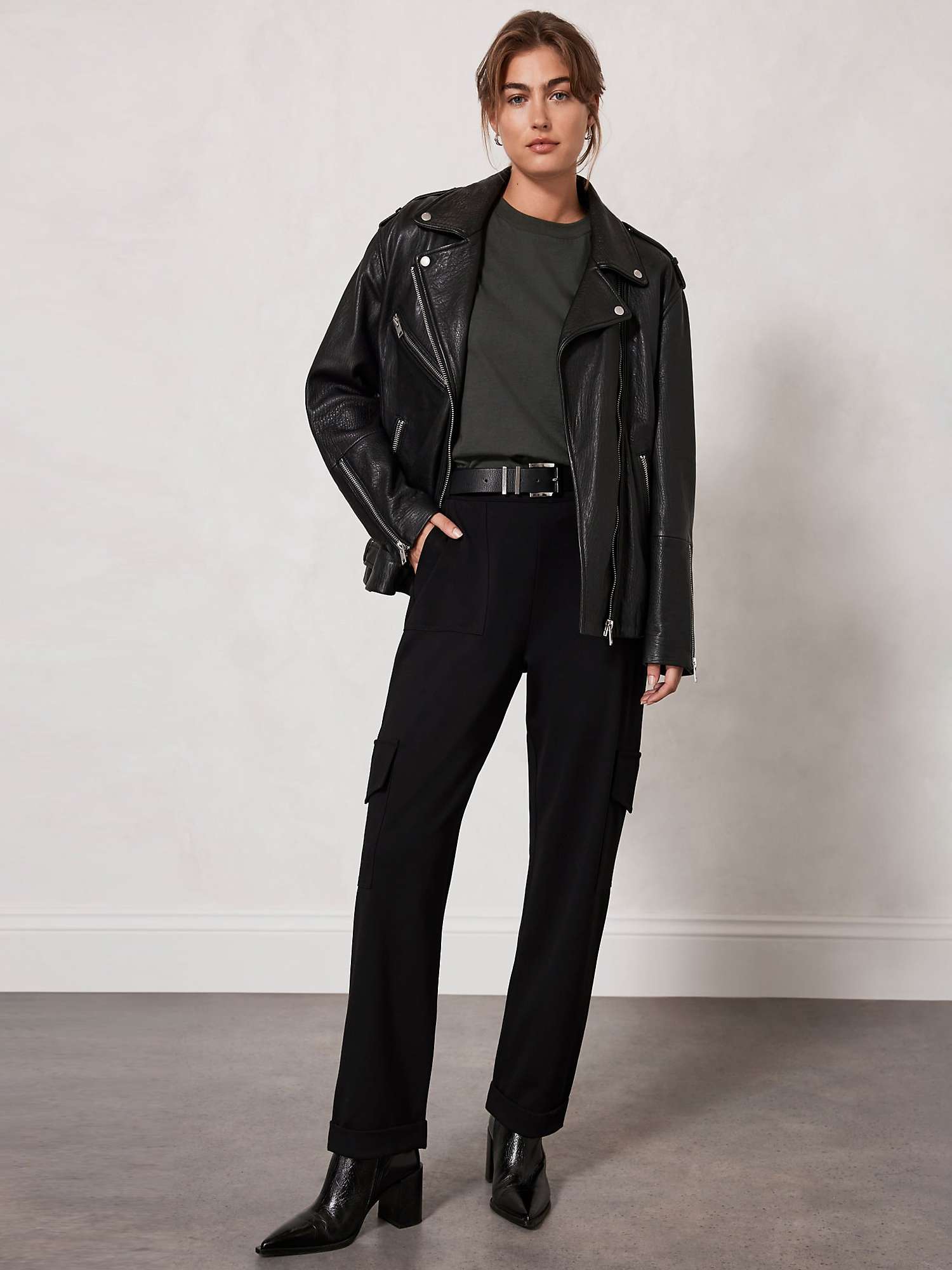 Buy Mint Velvet Straight Cut Cargo Trousers, Black Online at johnlewis.com