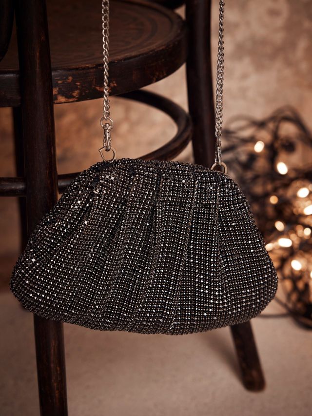 Grey metallic clutch clearance bag