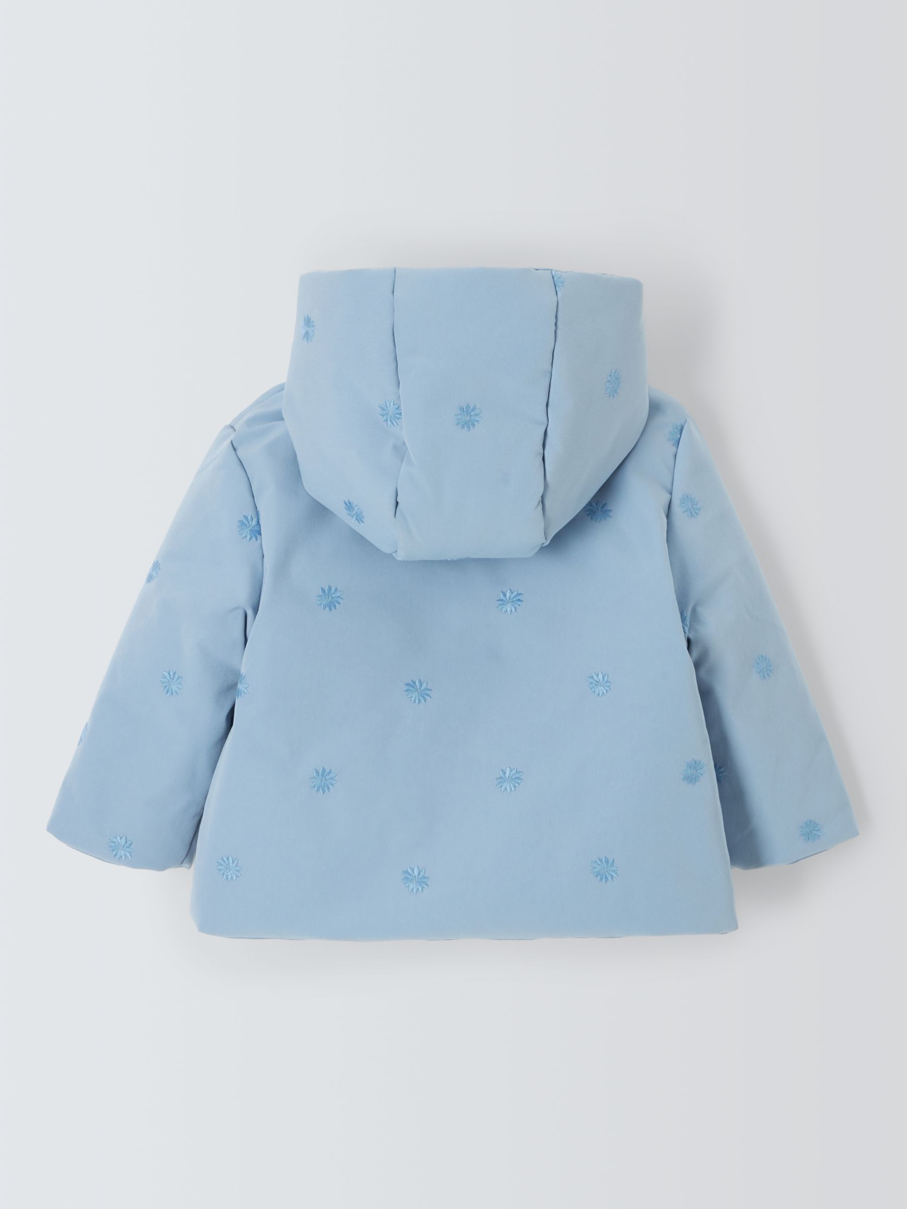 John Lewis Baby Embroidered Shower Resistant Hooded Jacket, Blue, 6-9 months