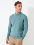 Crew Clothing Lambswool Blend Cable Knit Crew Neck Jumper, Light Green