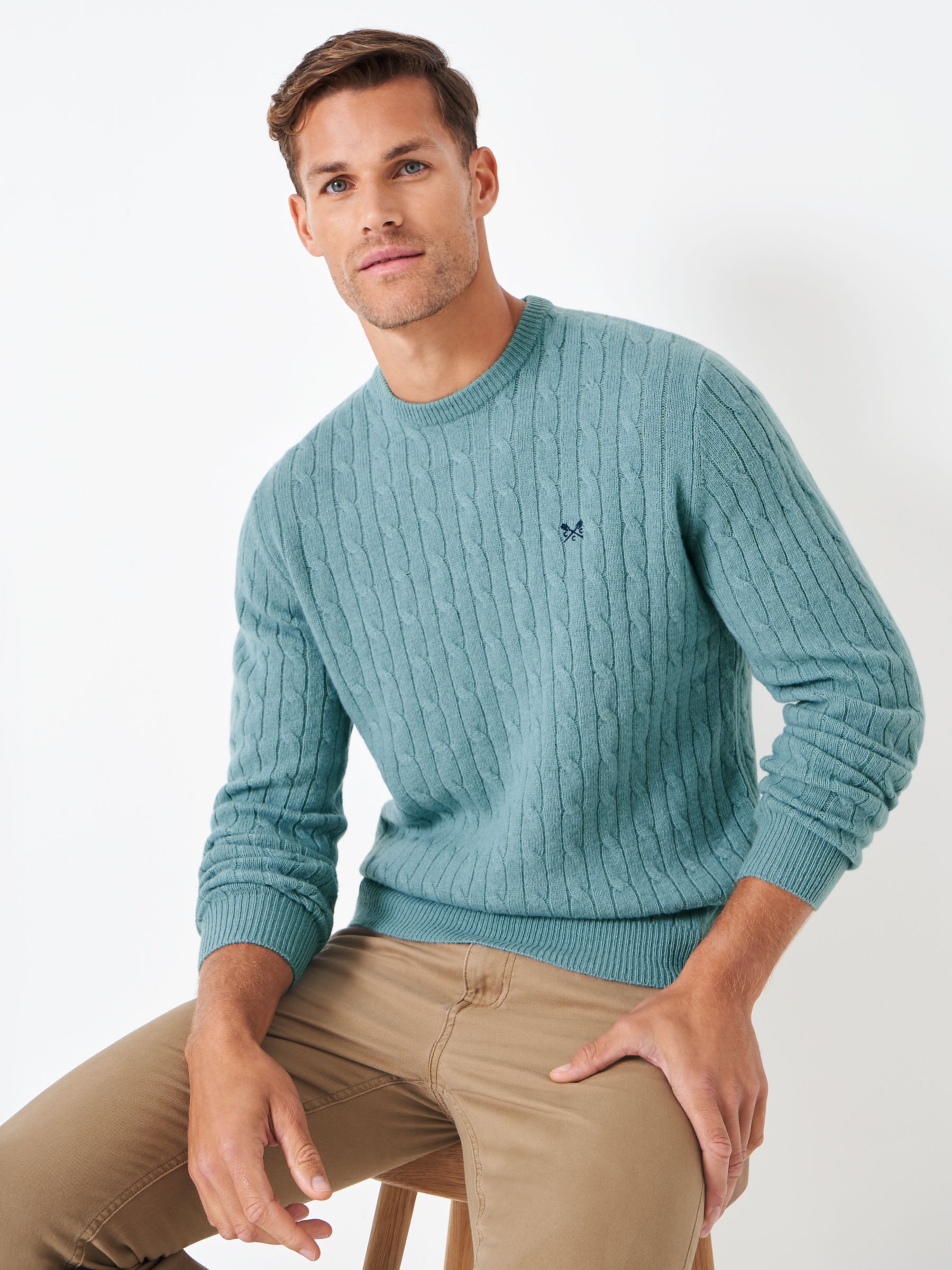 Buy Crew Clothing Lambswool Blend Cable Knit Crew Neck Jumper Online at johnlewis.com