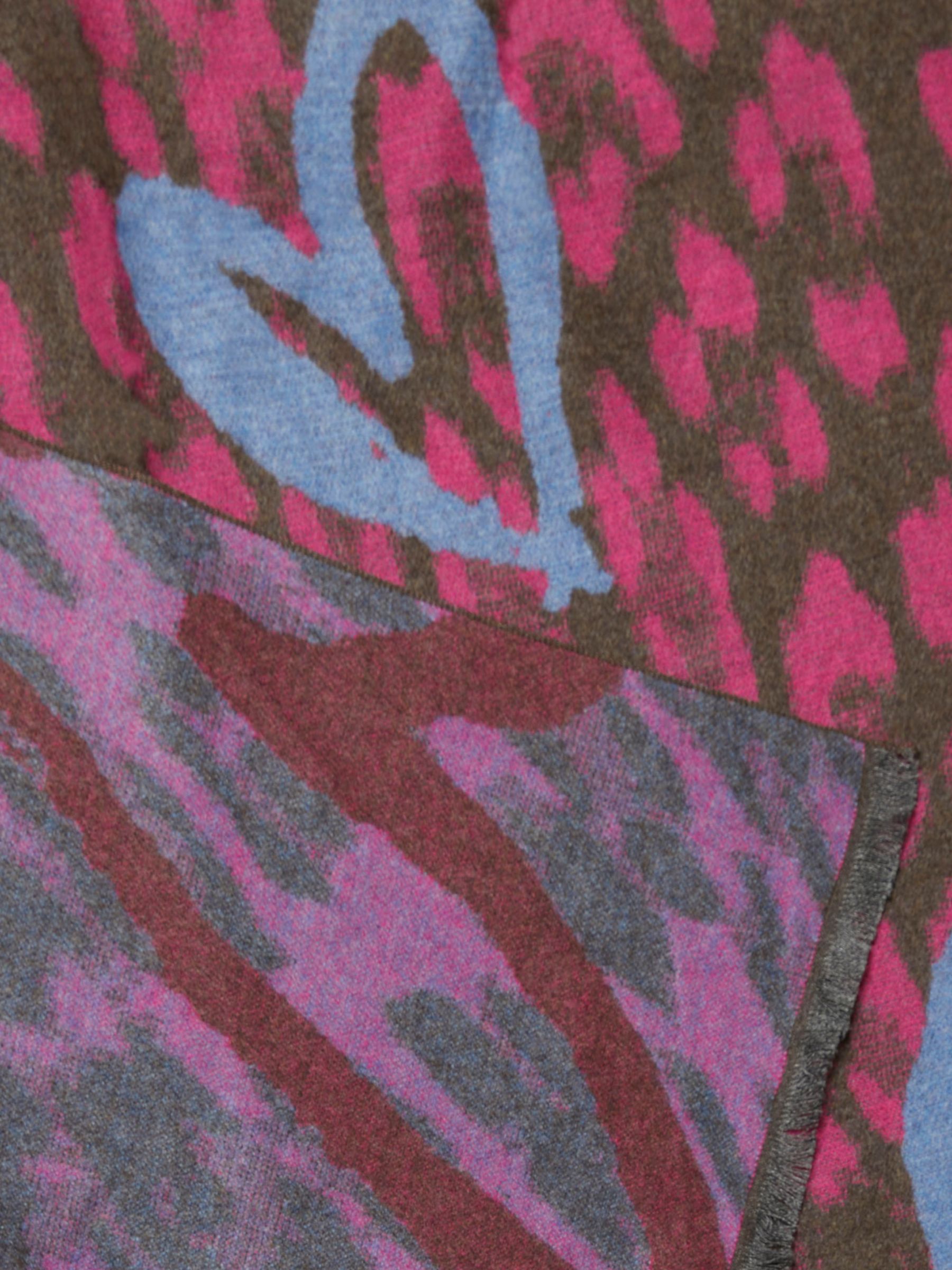 James Lakeland Heart Leopard Print Scarf, Pink at John Lewis & Partners
