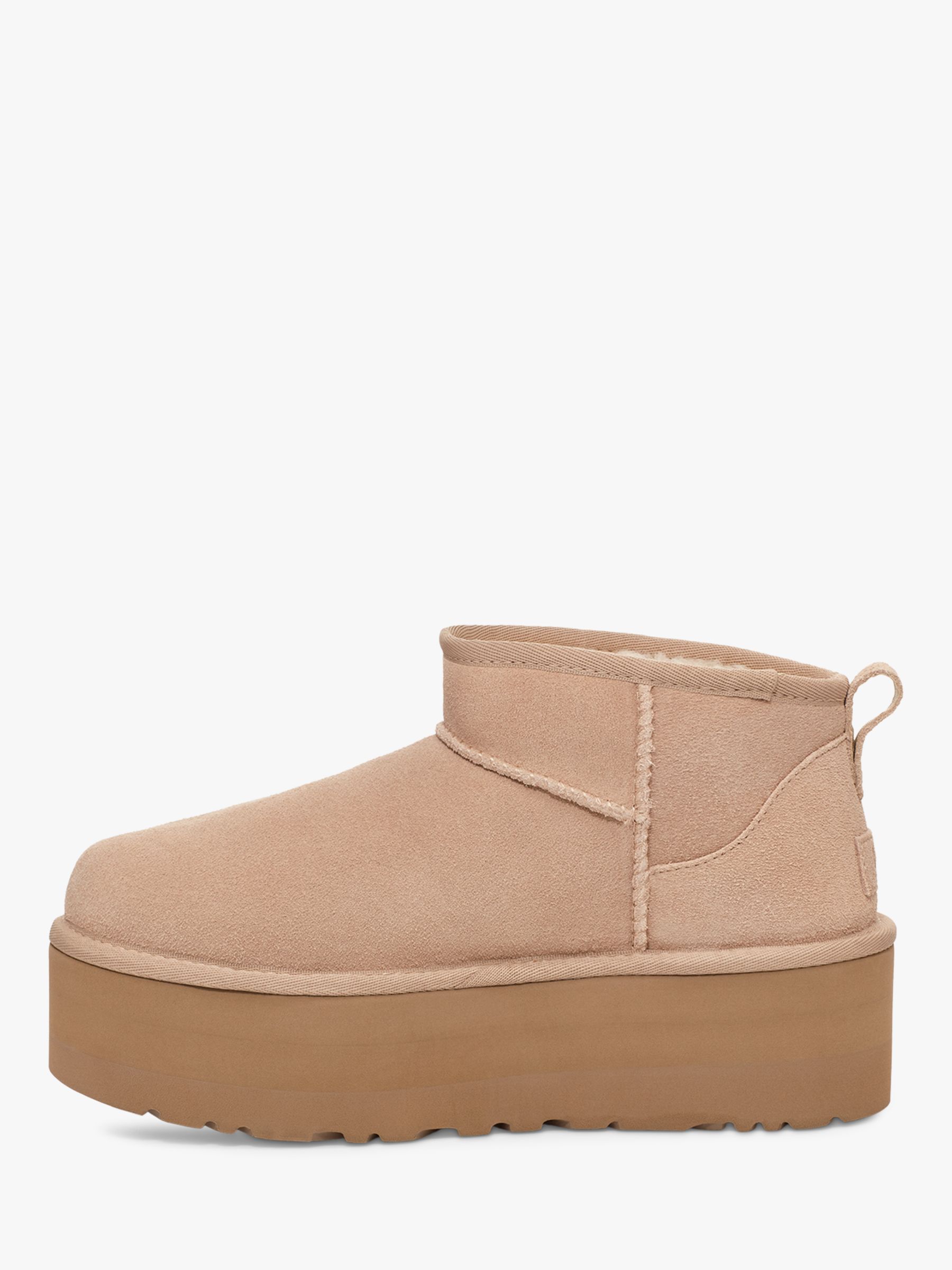 UGG Classic Ultra Mini Platform Suede Boots, Sand at John Lewis & Partners