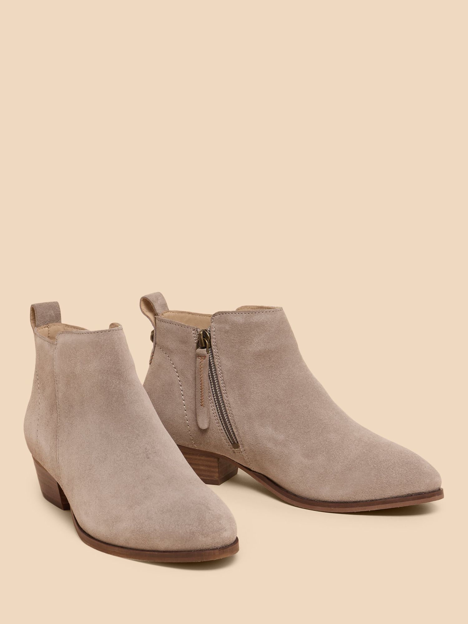 White Stuff Suede Ankle Boots, Light Grey, 8
