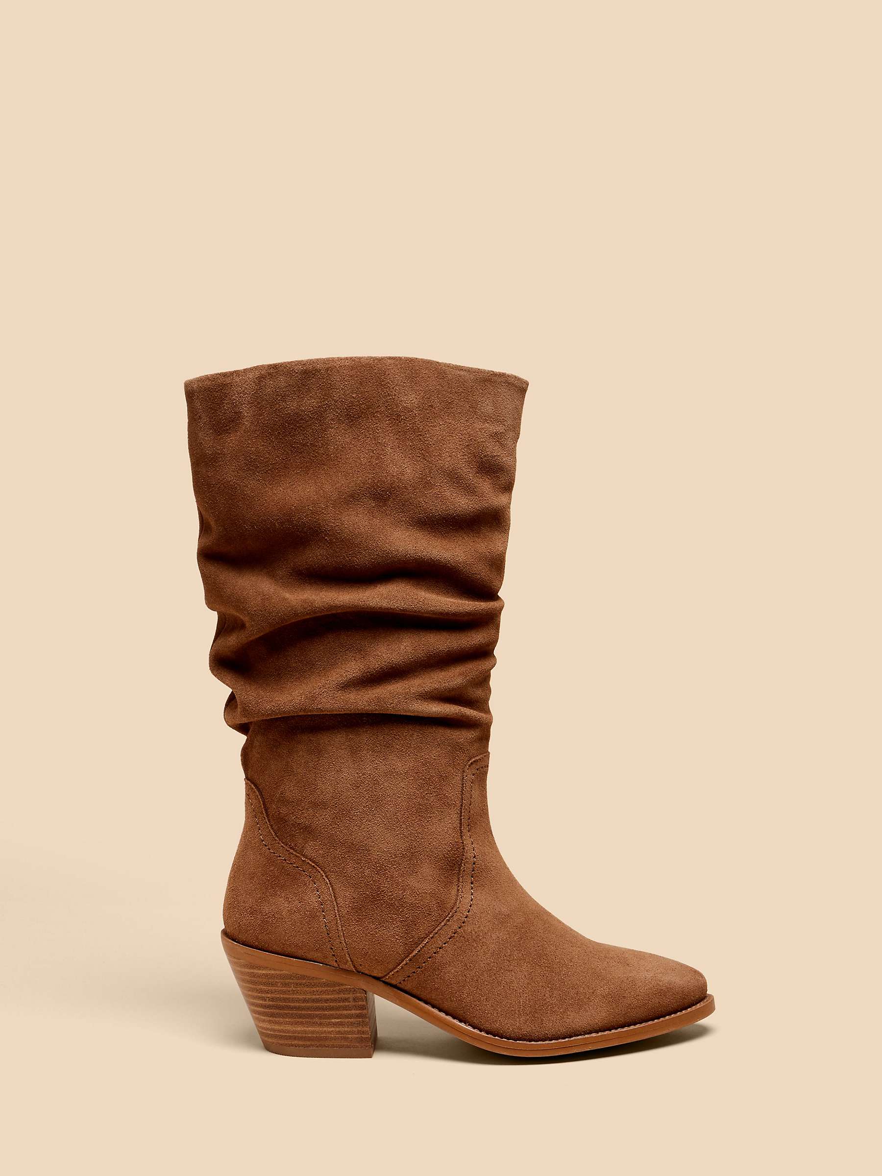 Buy White Stuff Azalea Suede Mid Slouch Boots, Light Tan Online at johnlewis.com