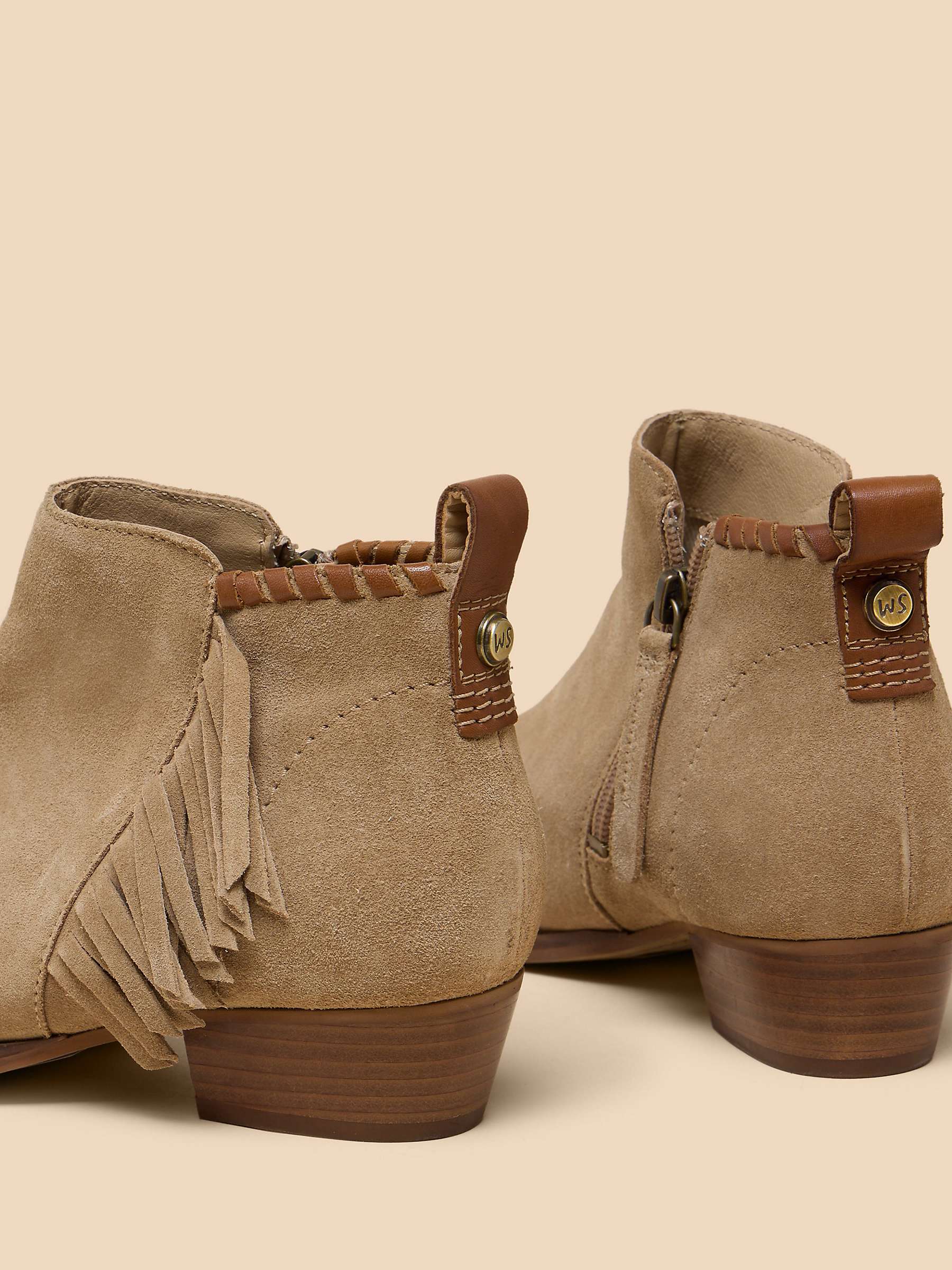 Buy White Stuff  Acacia Suede Fringe Ankle Boots, Light Natural Online at johnlewis.com