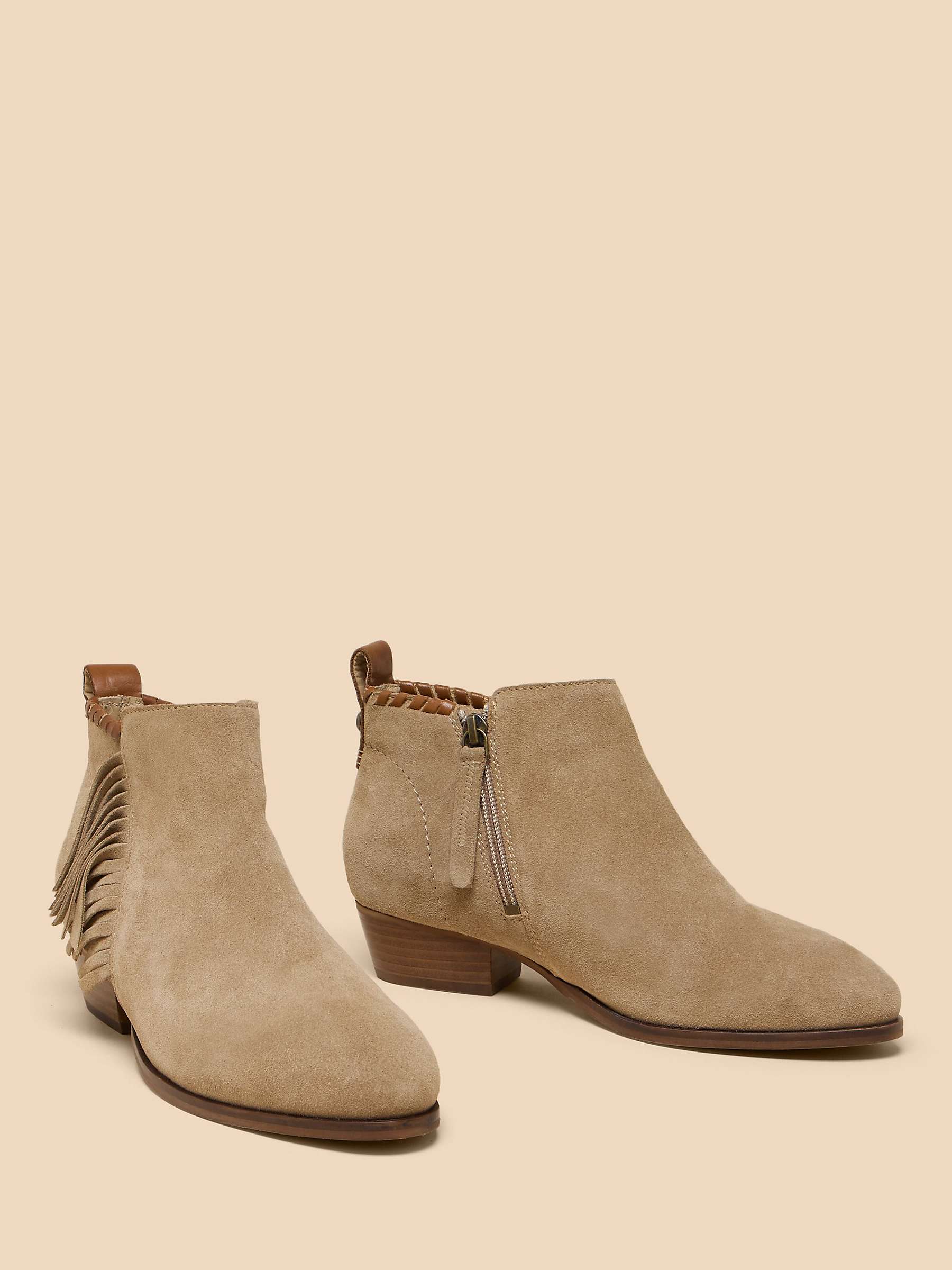 Buy White Stuff  Acacia Suede Fringe Ankle Boots, Light Natural Online at johnlewis.com