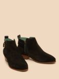 White Stuff Buckle Suede Ankle Boots, Pure Black, Pure Blk