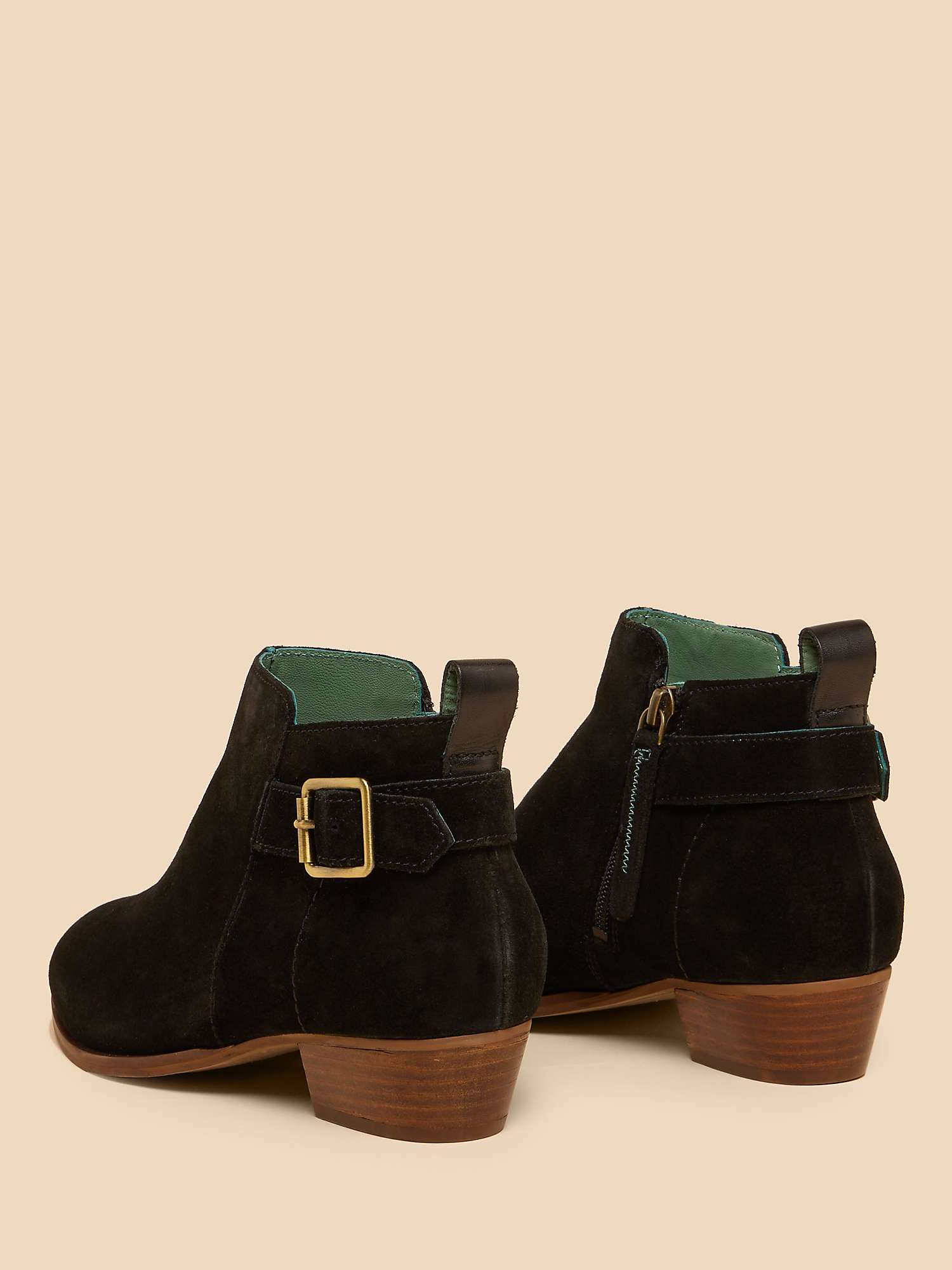 Buy White Stuff Buckle Suede Ankle Boots, Pure Black Online at johnlewis.com