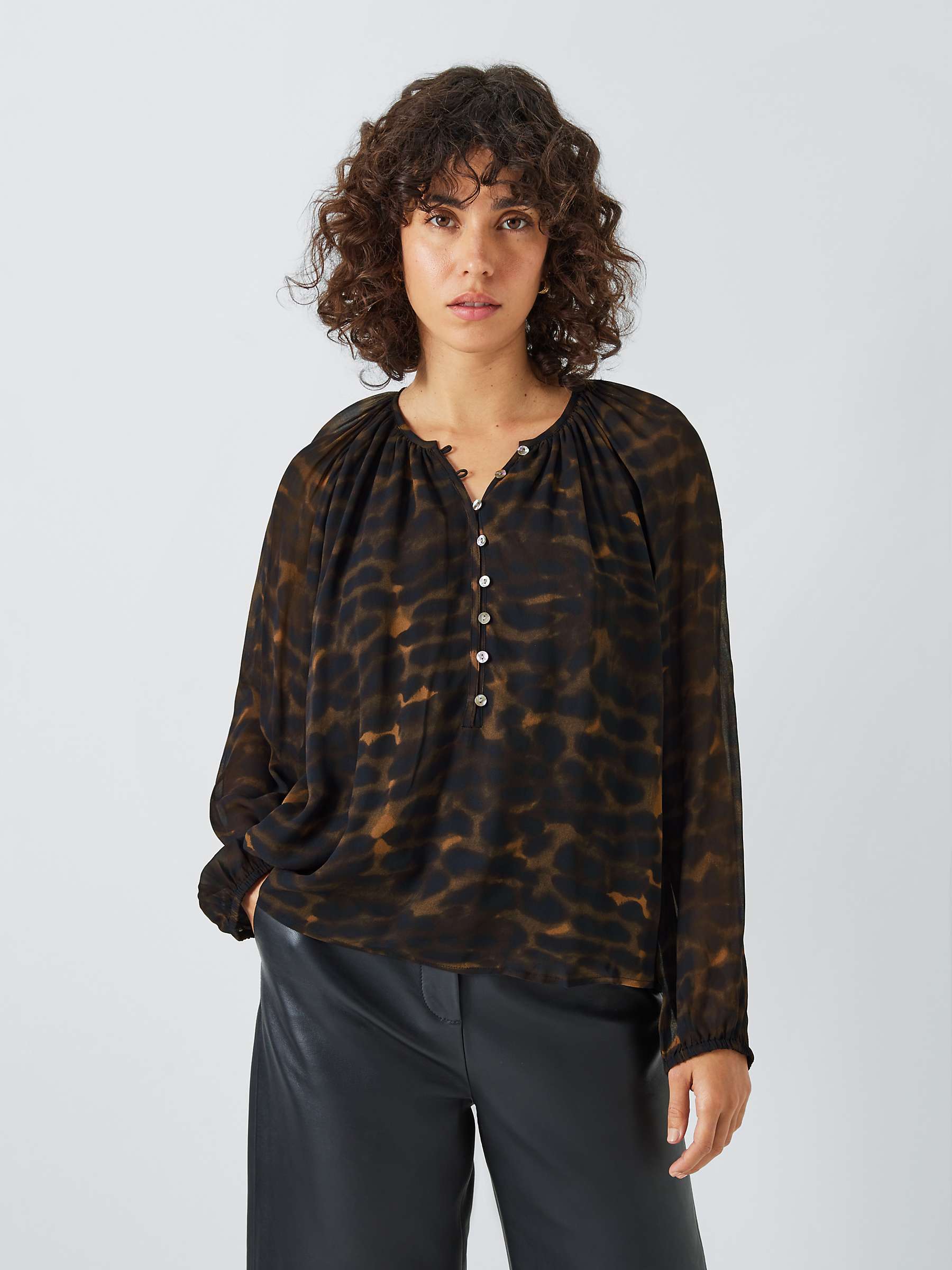 Buy Rails Indi Leopard Abstract Print Blouse, Umber Online at johnlewis.com