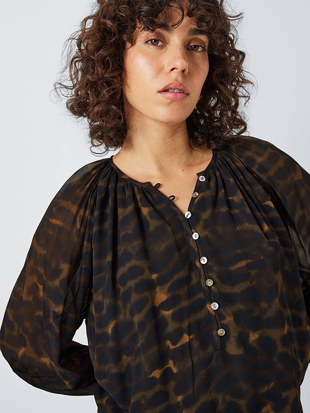 Rails Indi Leopard Abstract Print Blouse, Umber