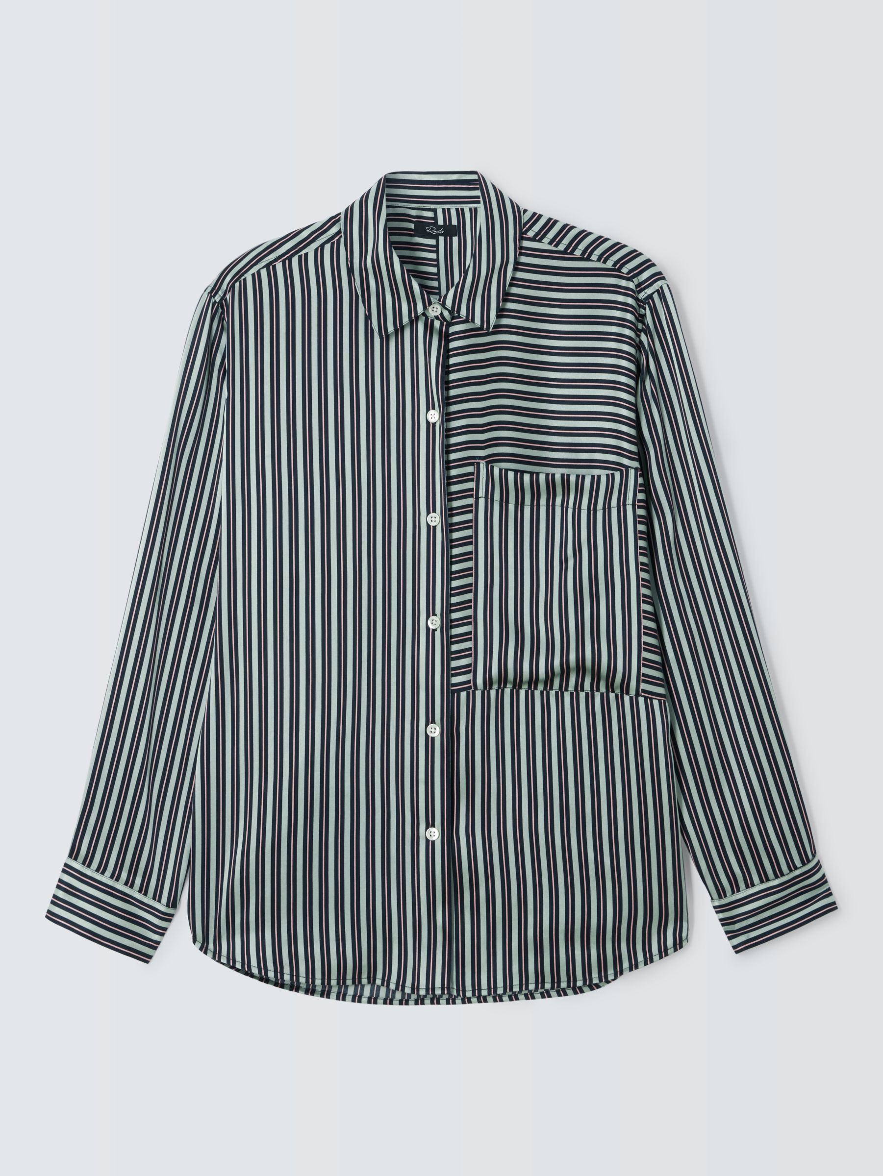 Rails Spencer Stripe Silk Shirt, Aspen, M