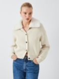 Rails Esme Faux Fur Collar Wool Blend Cardigan, Ivory