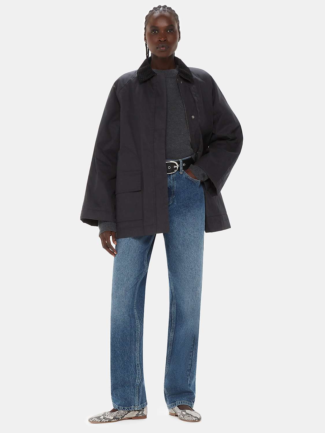 Buy Whistles Fern Waxed Cotton Jacket, Black Online at johnlewis.com
