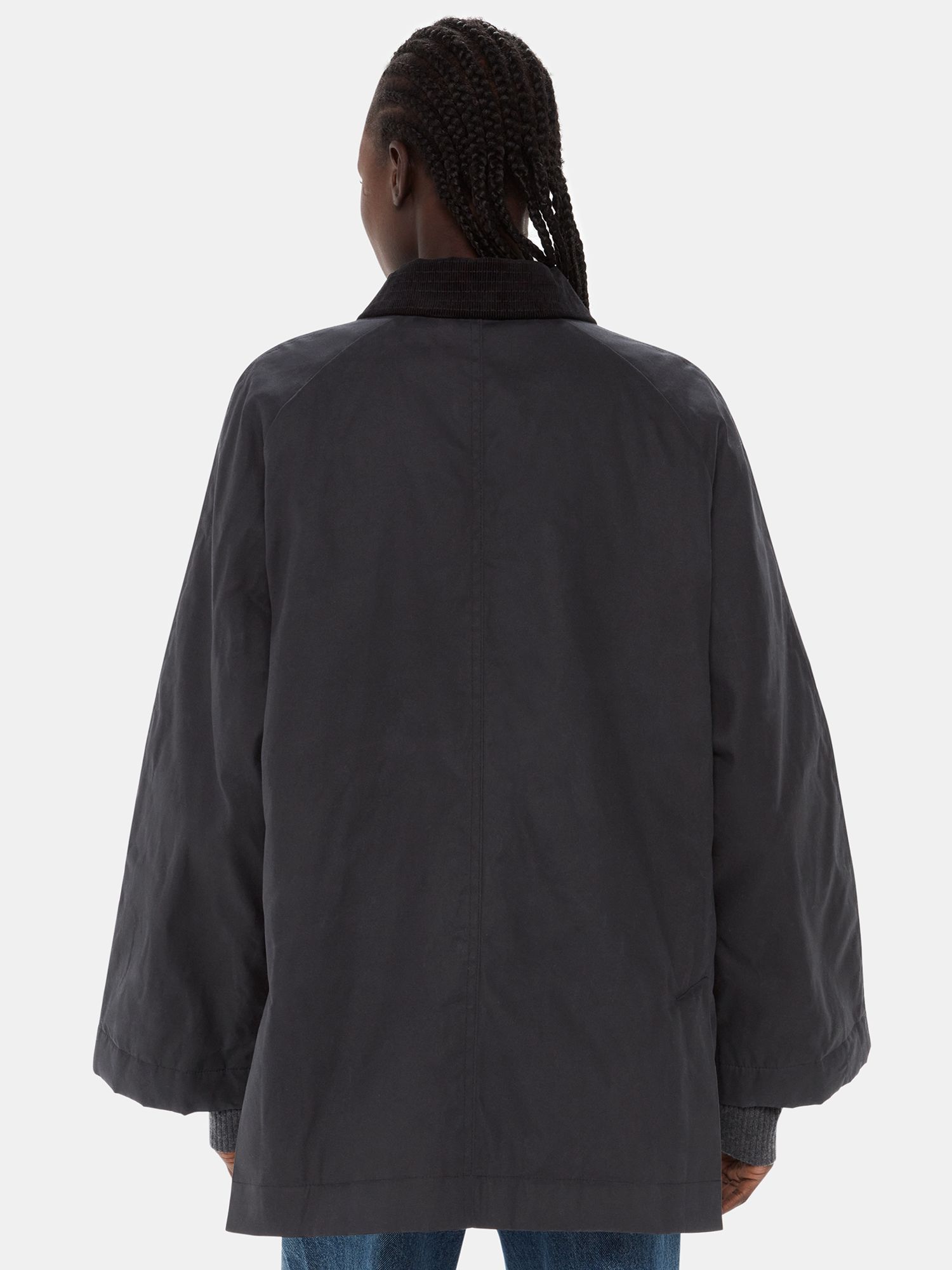 Whistles Fern Waxed Cotton Jacket, Black at John Lewis & Partners