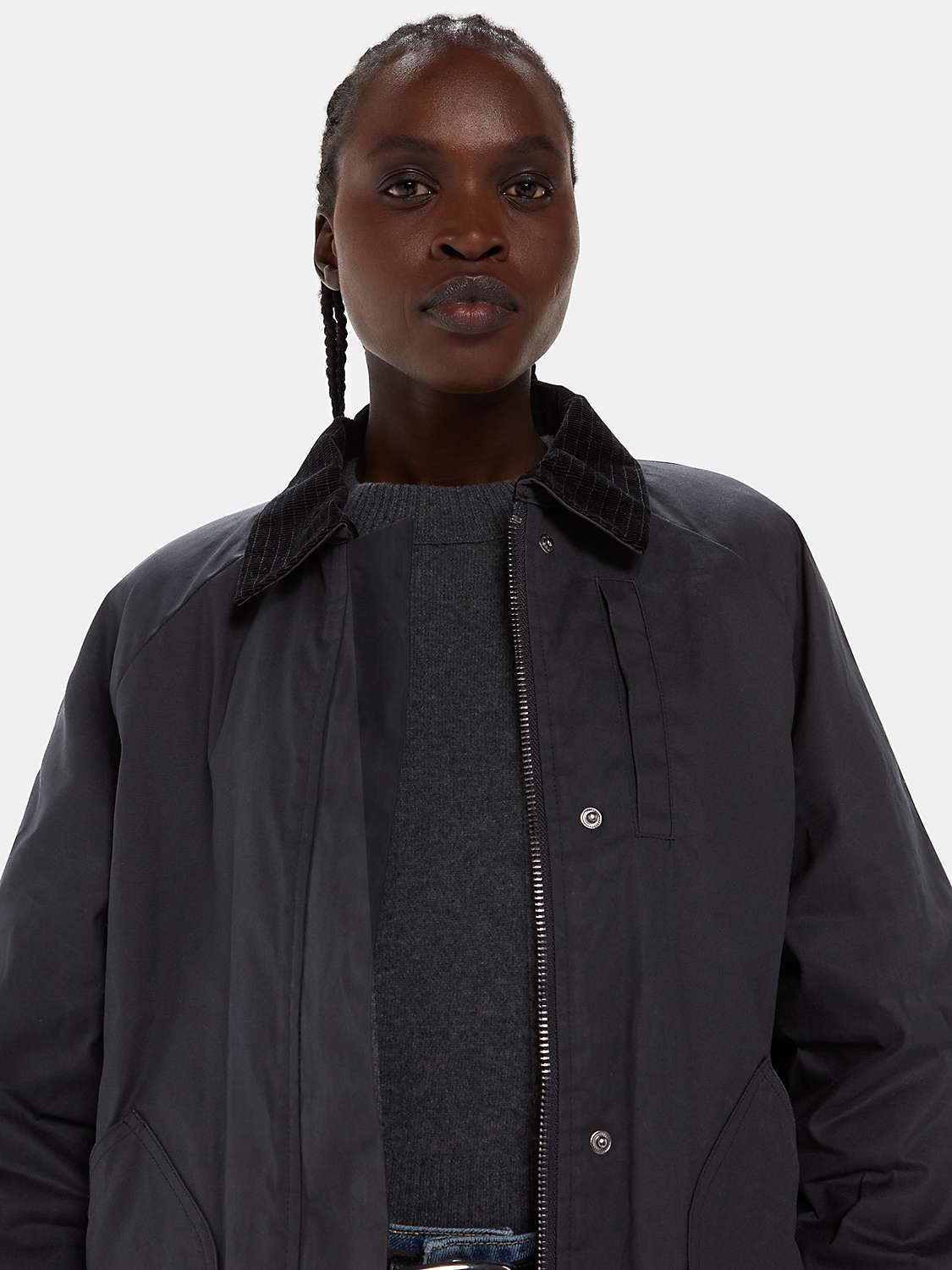 Buy Whistles Fern Waxed Cotton Jacket, Black Online at johnlewis.com