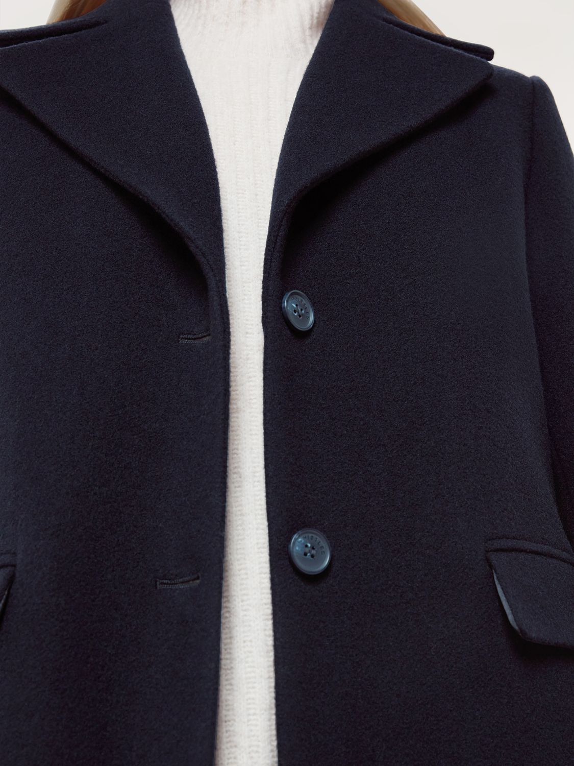 Buy Whistles Petite Amalia Longline Wool Blend Coat, Navy Online at johnlewis.com