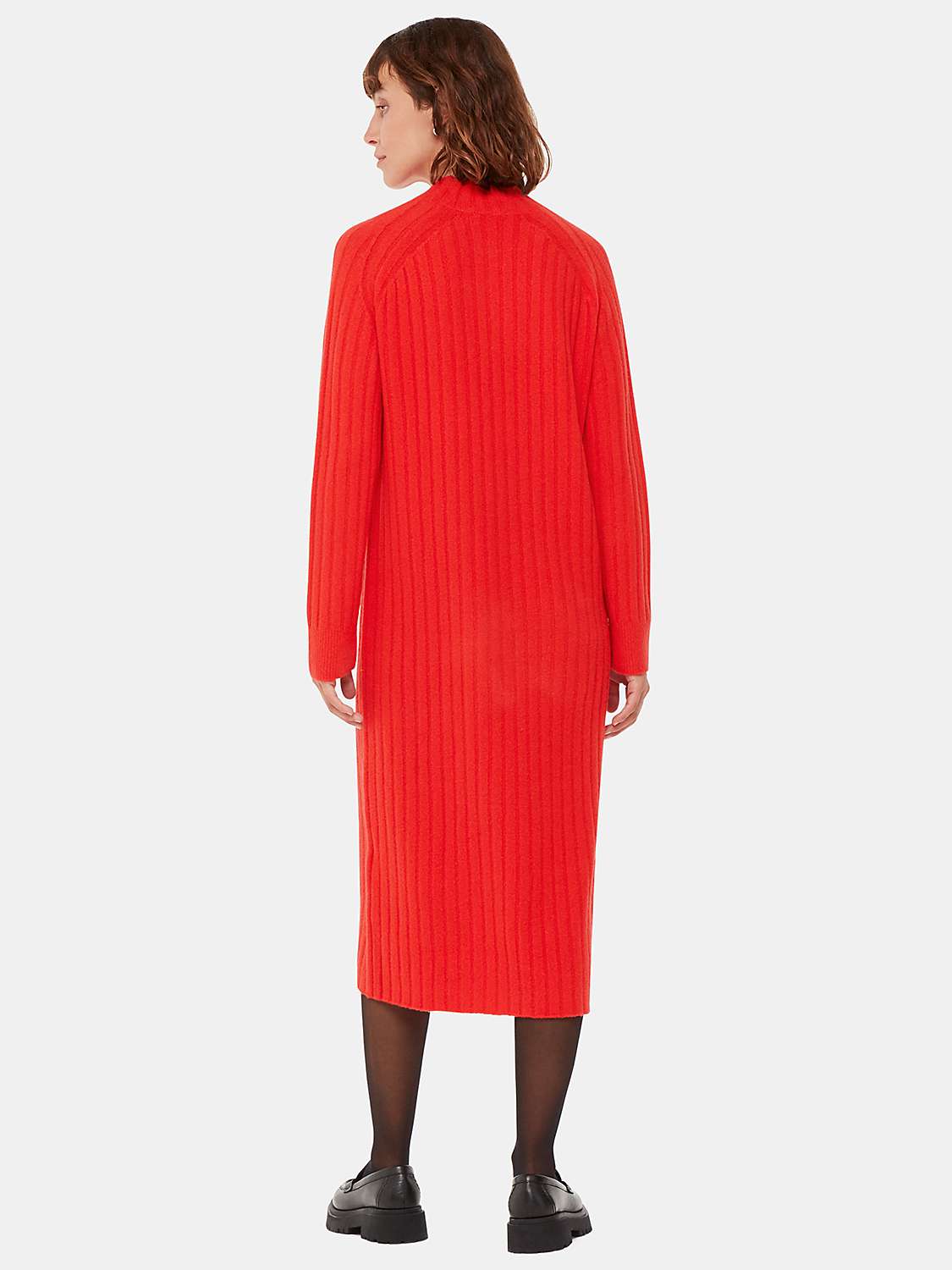 Buy Whistles Petite Ribbed Knit Midi Dress, Red Online at johnlewis.com