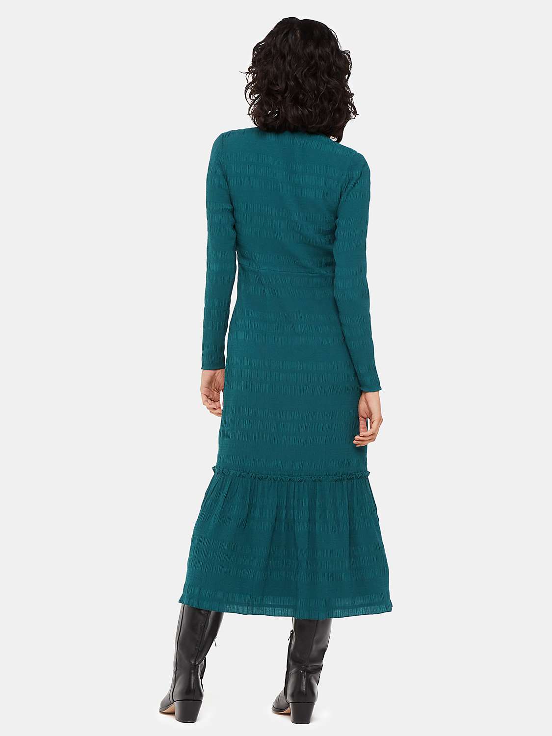 Whistles Mila Textured Midi Dress, Green at John Lewis & Partners
