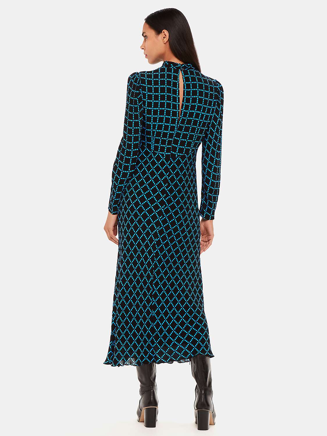 Buy Whistles Abacus Check High Neck Dress, Blue/Multi Online at johnlewis.com