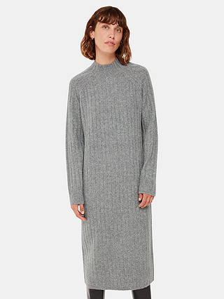 Whistles Ribbed Knitted Midi Dress, Grey
