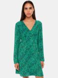 Whistles Petite Lori Dappled Floral Mini Dress, Green/Multi