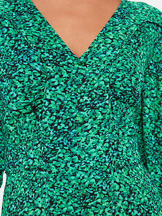 Whistles Petite Lori Dappled Floral Mini Dress, Green/Multi