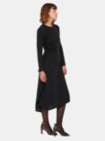 Whistles Asymmetric Jersey Midi Dress, Black