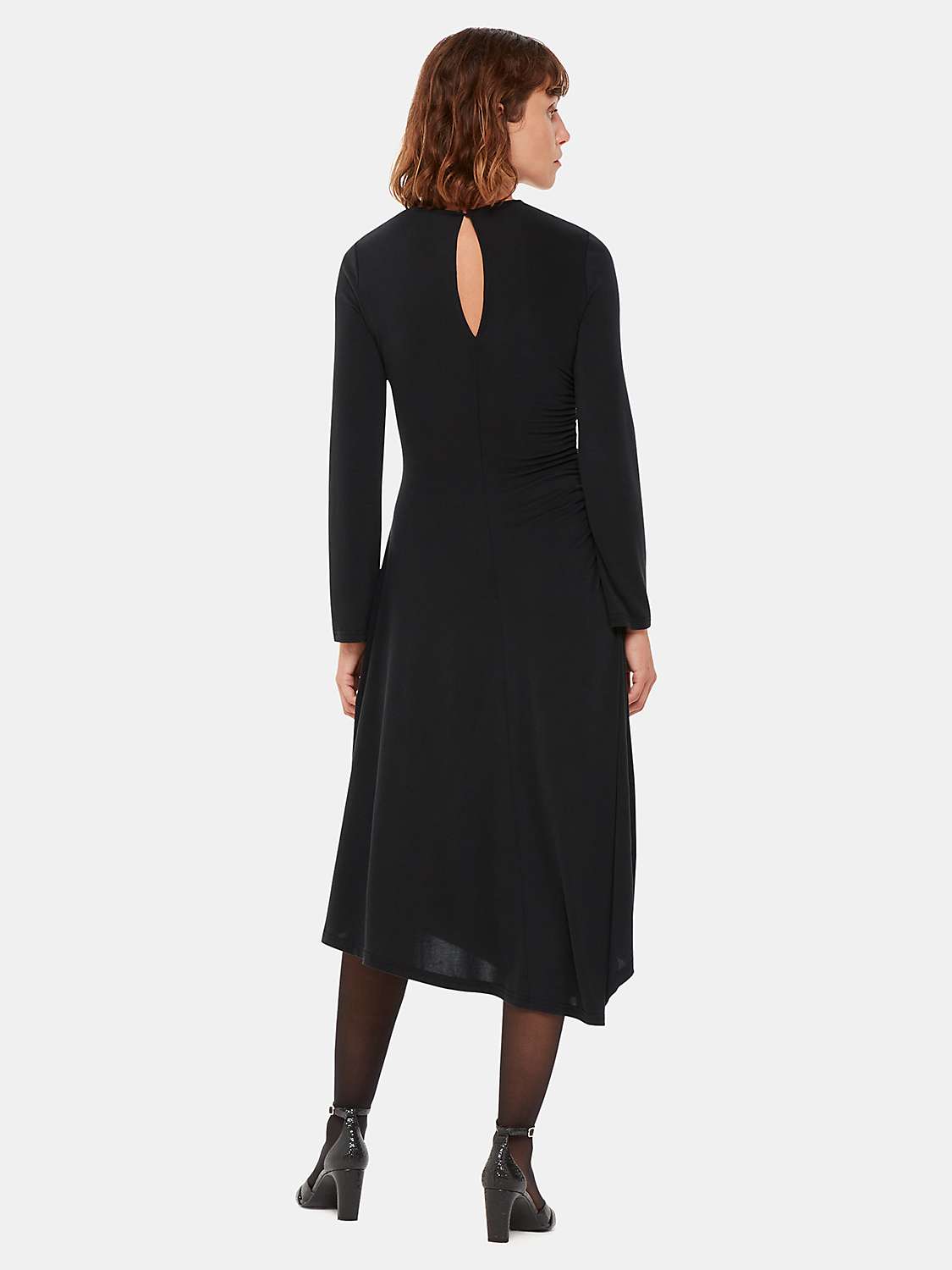 Buy Whistles Asymmetric Jersey Midi Dress, Black Online at johnlewis.com