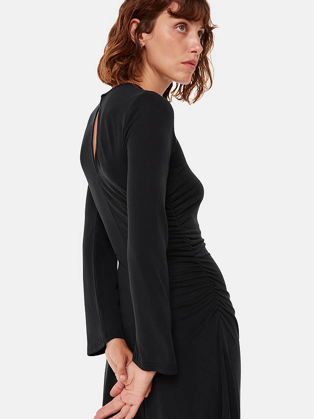 Whistles Asymmetric Jersey Midi Dress, Black