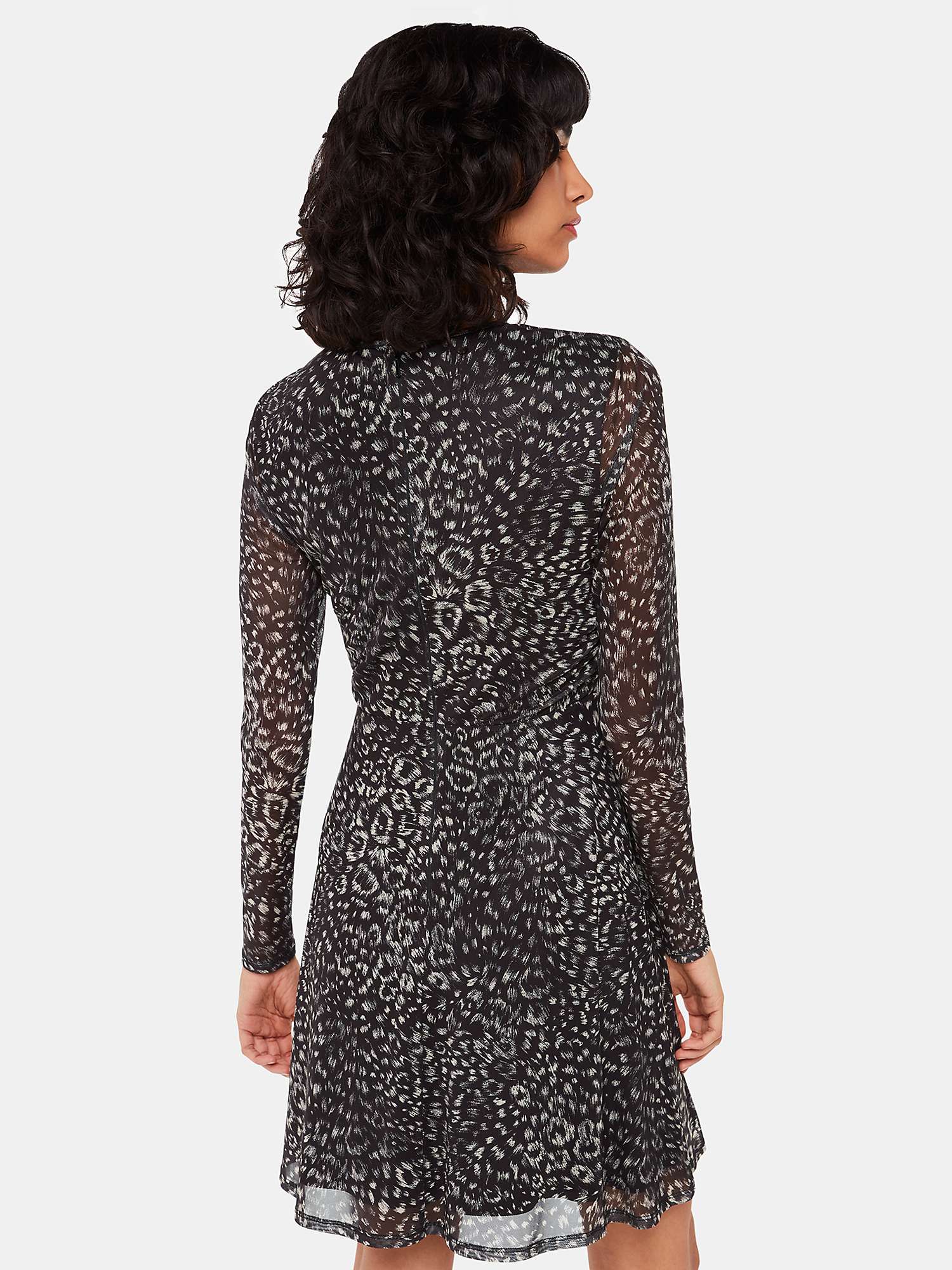 Buy Whistles Feather Leopard Flippy Mini Dress, Black/Multi Online at johnlewis.com