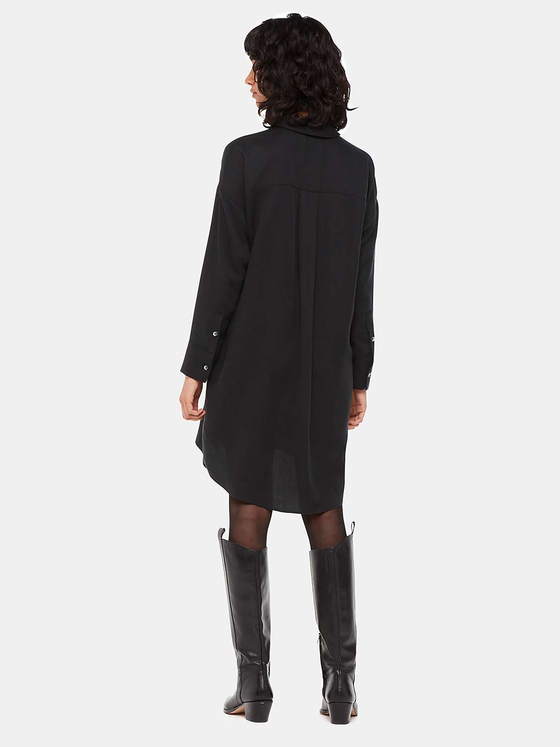 Buy Whistles Helena Relaxed Shirt Dress, Black Online at johnlewis.com