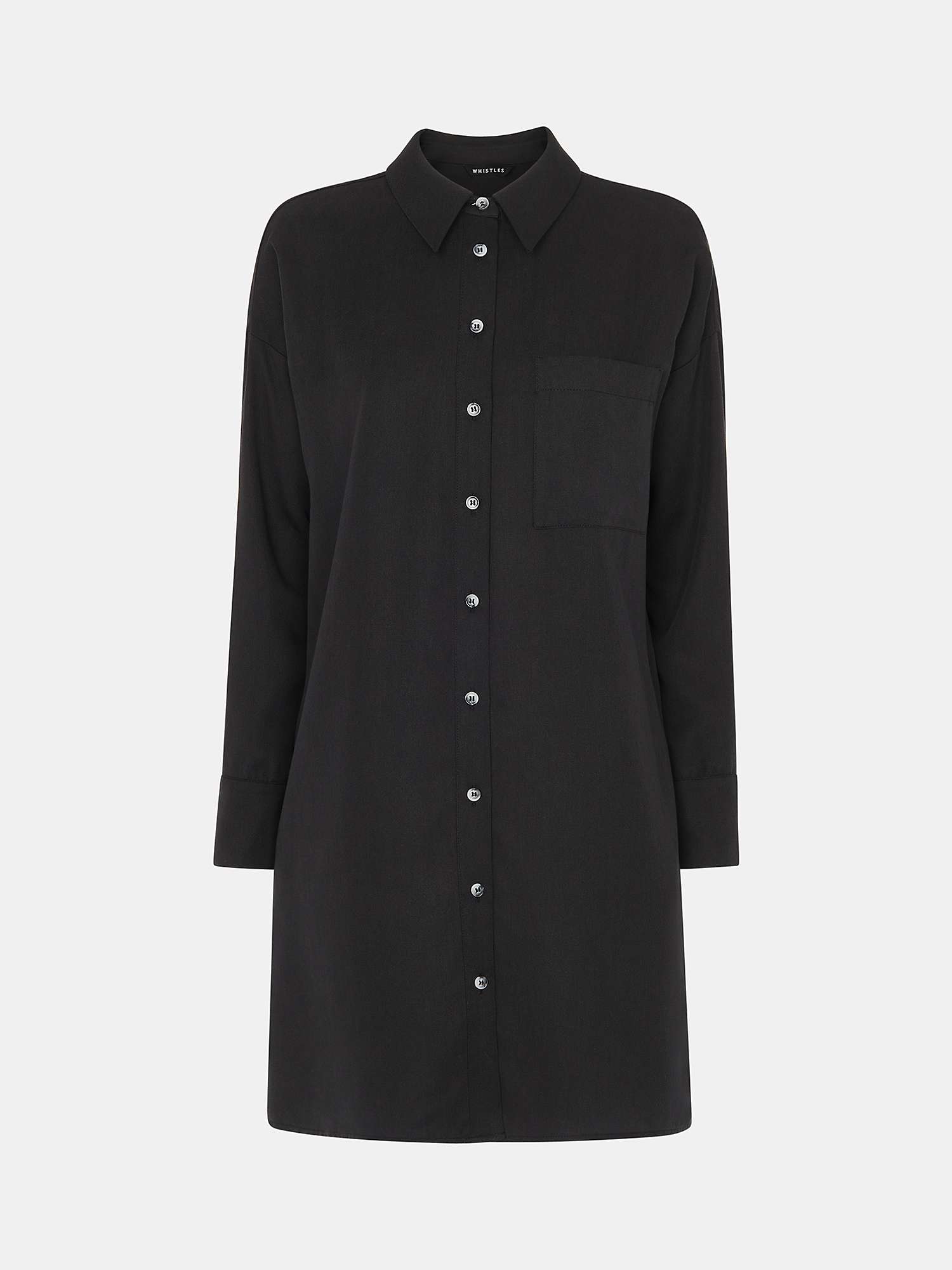 Whistles Helena Relaxed Shirt Dress, Black at John Lewis & Partners