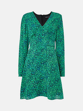 Whistles Lori Floral Mini Dress, Green/Multi