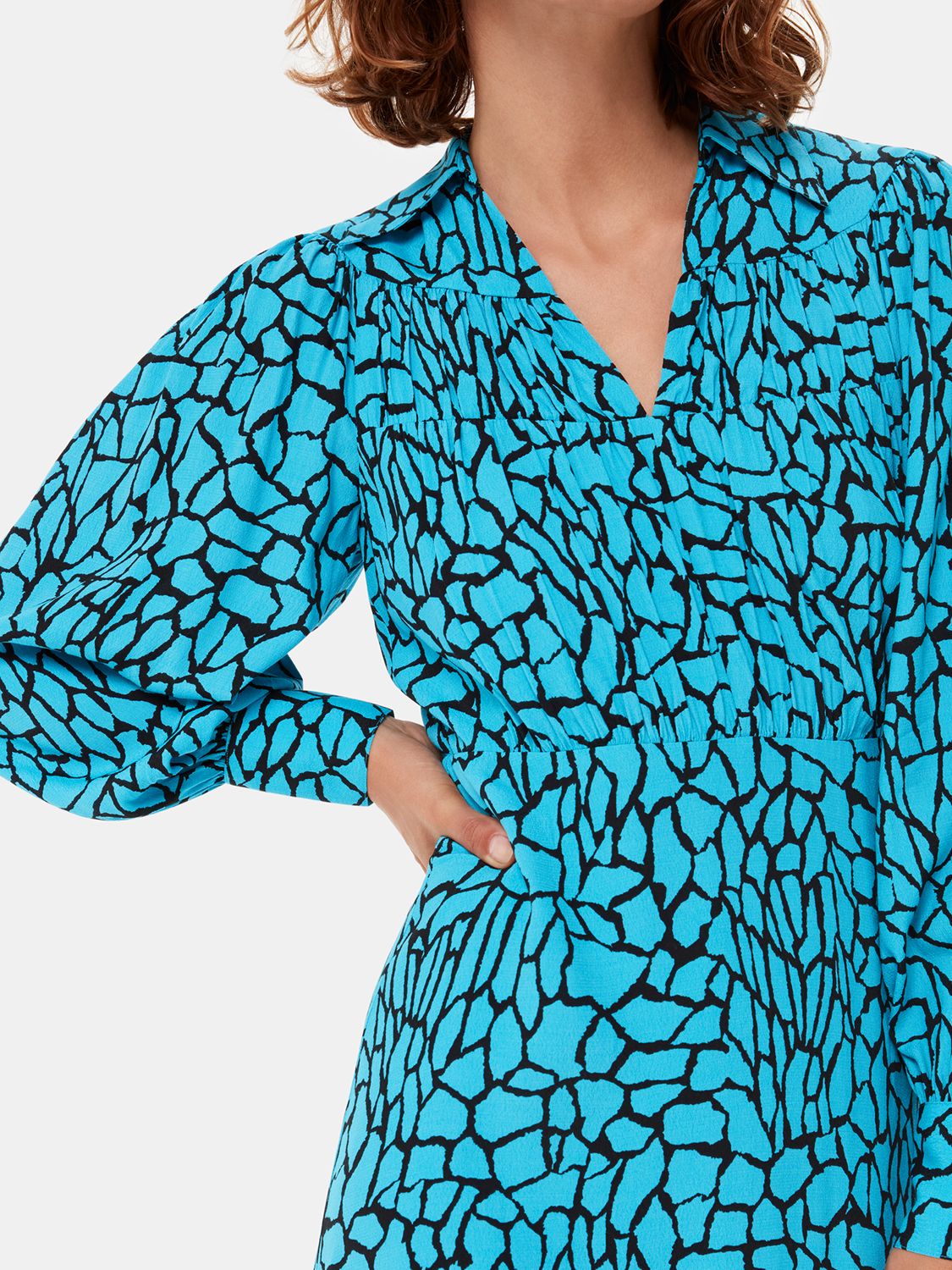 Buy Whistles Terrazzo Print Midi Dress, Blue/Multi Online at johnlewis.com